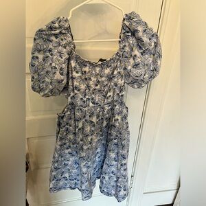puff sleeve floral mini dress